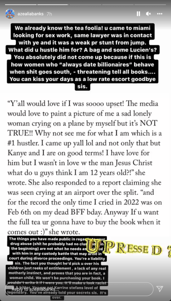 Azealia Banks Instagram Screenshot