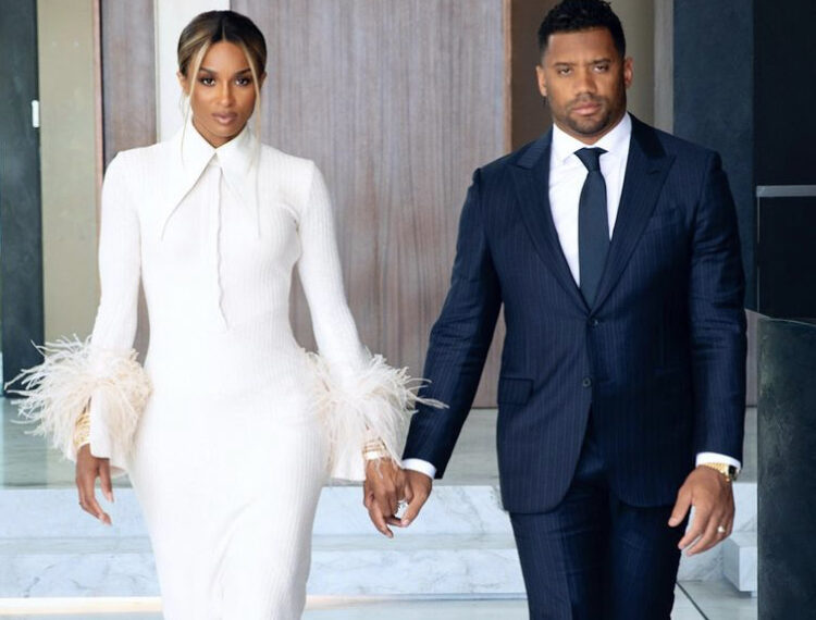 Ciara and Russell Wilson leave a Super Bowl party in Los Angeles as Future went on stage to perform