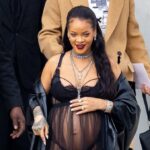 Rihanna, Savage X Fenty, Maternity, Fashion, Sheer, Black, Dior, Dress, Dior, Fashion, Show, Paris Fashion Week, A$AP Rocky.