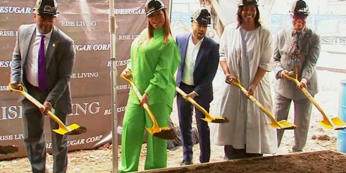 Queen Latifah, Rapper, Actress, Newark, New Jersey, Affordable, Housing, Development, Rise Living, Groundbreaking Ceremony, Blue Sugar Corp, Co-President.