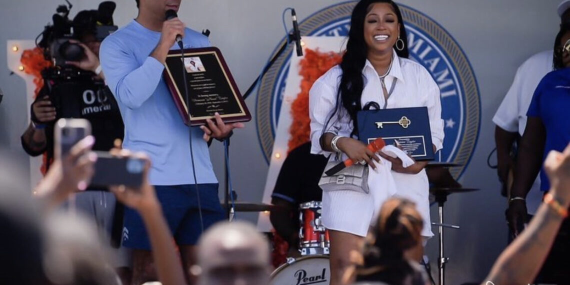 Trina, Rapper, Key to Miami, First Annual, Trina Day, Liberty City, Mayor, Francis Suarez, Plaque, Late Mother, Vanessa Taylor, Miami-Dade County, Key, Commissioner, Keon Hardemon.