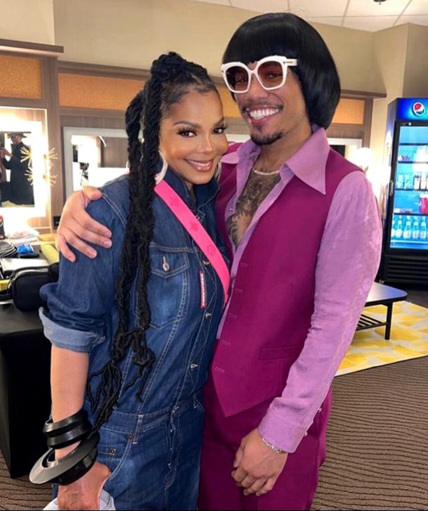 Janet Jackson Anderson Paak backstage Silk Sonic Show Las Vegas