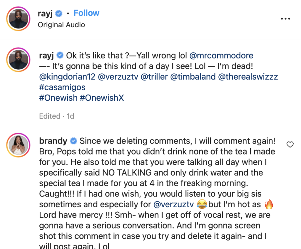 Brandy Ray J Instagram comment