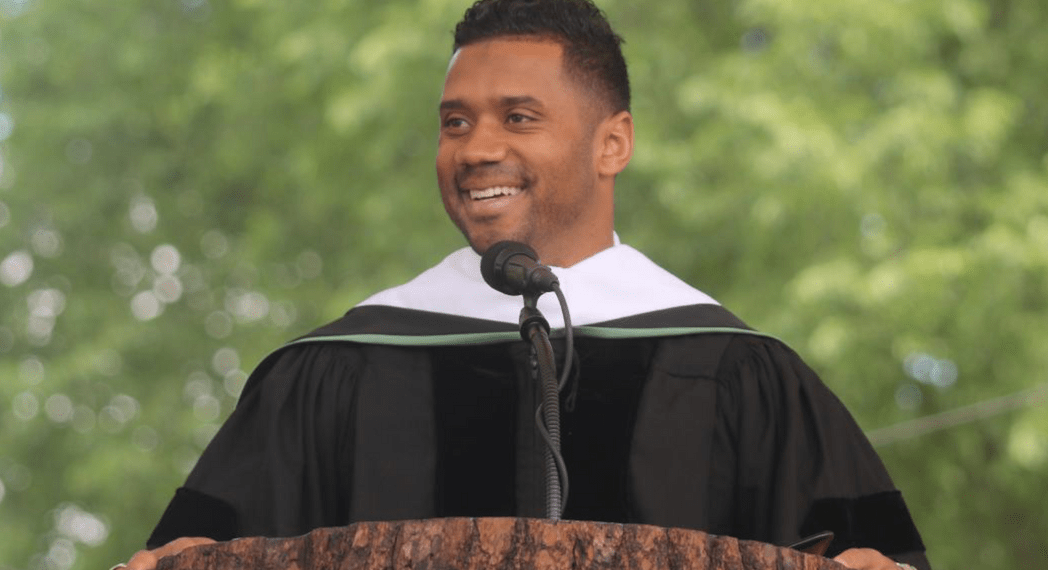NFL star Russell Wilson commencement speech honorary degree Dartmouth University
