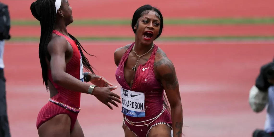American Sprinter, Track Star, Sha'Carri Richardson, Won, Women's 100 Metre Race, 2022 Star Athletic Series, Montverde, Florida, Meet, 10.73 Seconds, First Place, World Athletic Championships, Eugene, Oregon.