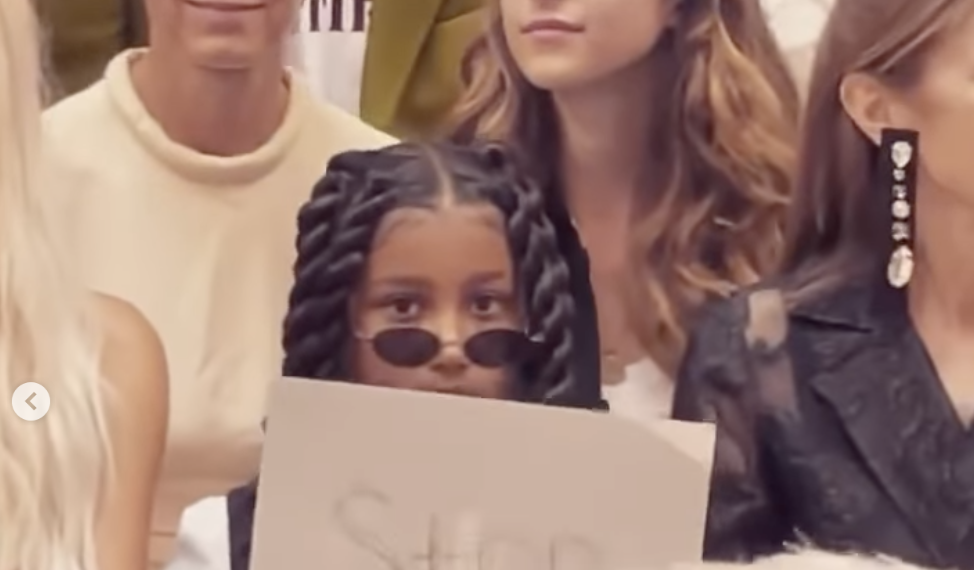 North West, Kim Kardashian, Jean Paul Gaultier, fashion show, STOP, sign, paparazzi