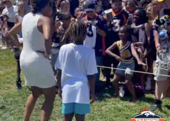 singer Ciara Level Up Dance challenge little girl fan Denver Broncos training camp