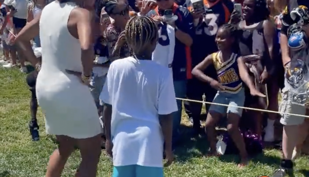 singer Ciara Level Up Dance challenge little girl fan Denver Broncos training camp
