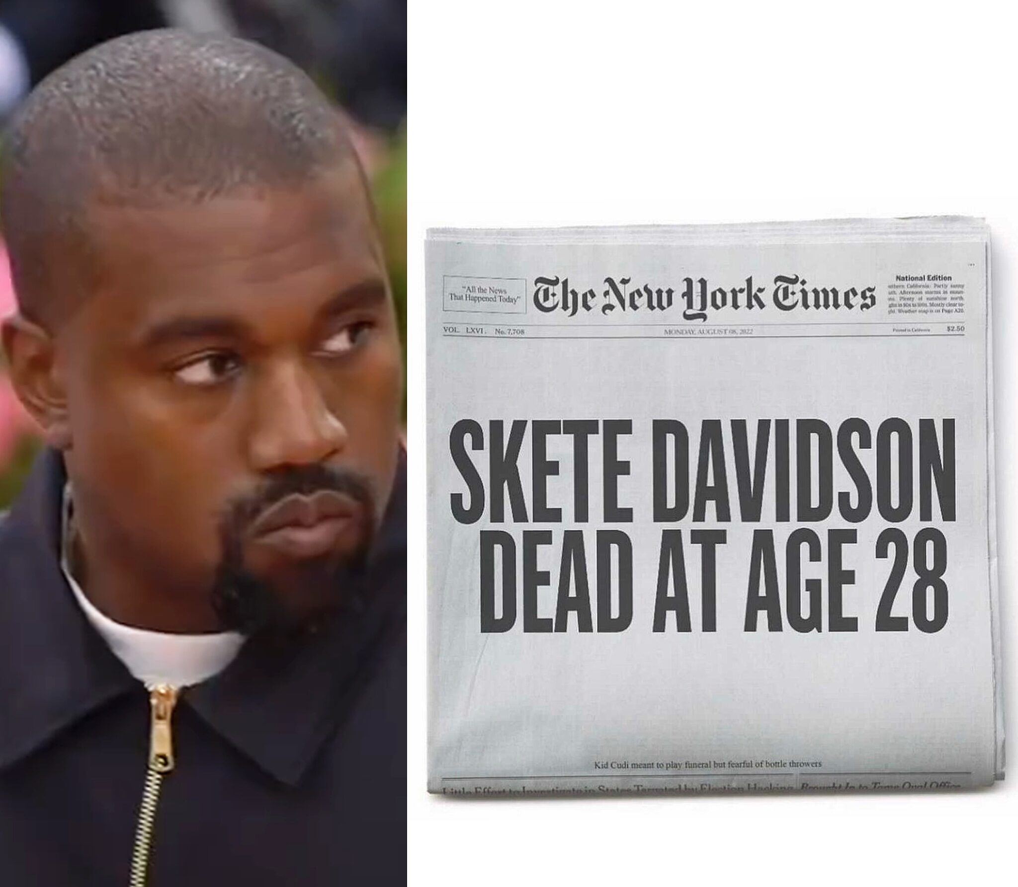 Ye Shares 'Skete Davidson Dead' Poster Following Reports Of Kim And