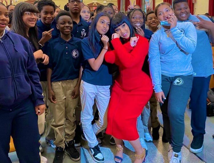 rapper Cardi B Bronx middle school surprise donation