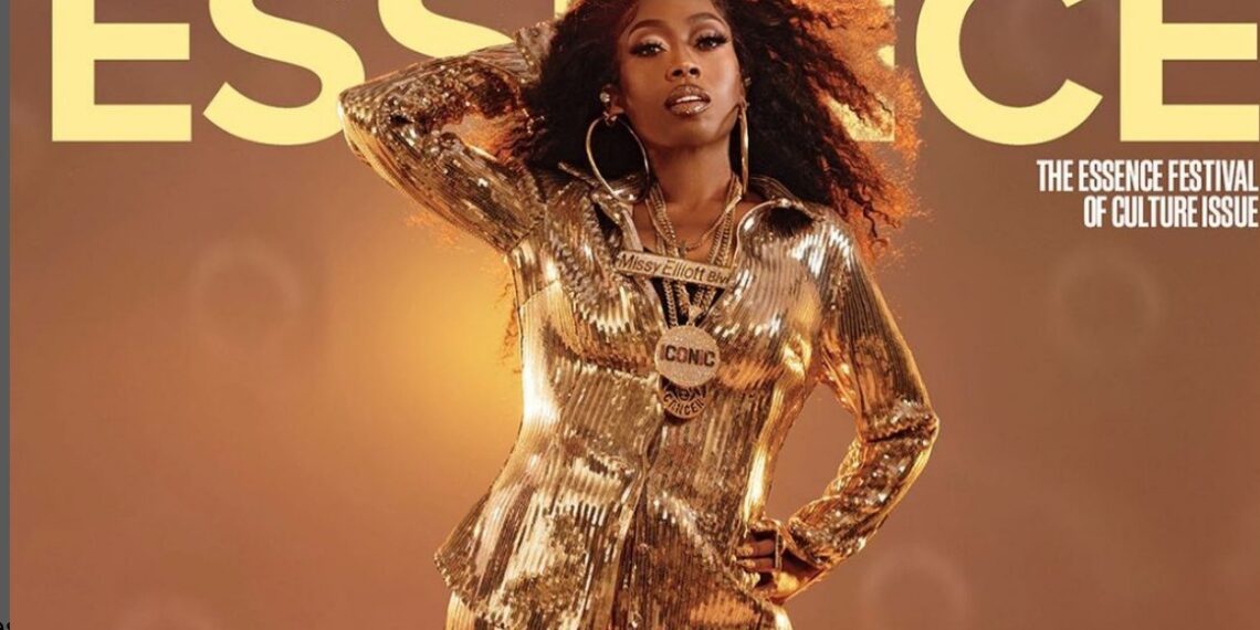 queen, gold, Essence, magazine cover, rapper, women, music, icon, videos, hits, Missy Elliot
